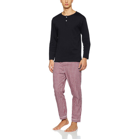 Niccolo Henley Pajama Set // Red + White Check (S)