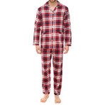 Antonio Button-Up Pajama Set // Red + Brown Check (XL)