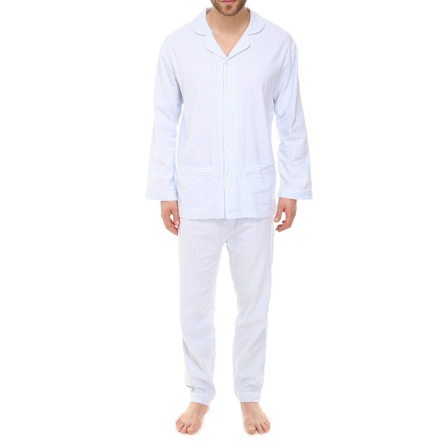 Antonio Button-Up Pajama Set // Light Blue Stripe (S) - Sciara Seta ...