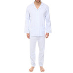 Antonio Button-Up Pajama Set // Light Blue Stripe (2XL)