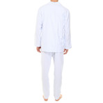 Antonio Button-Up Pajama Set // Light Blue Stripe (XL)