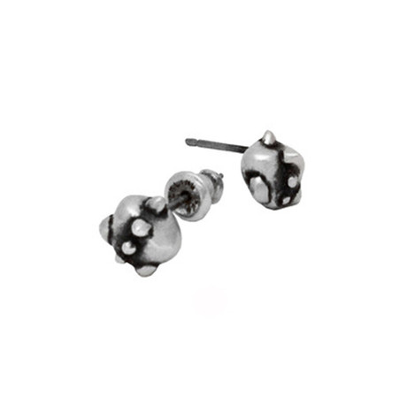 Fuxi Snake Head Stud Earring // Silver