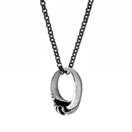 Jaco Wave Ring Necklace // Silver (26" Chain)