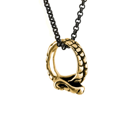 Naga Snake Ring Necklace // Brass (26" Chain)