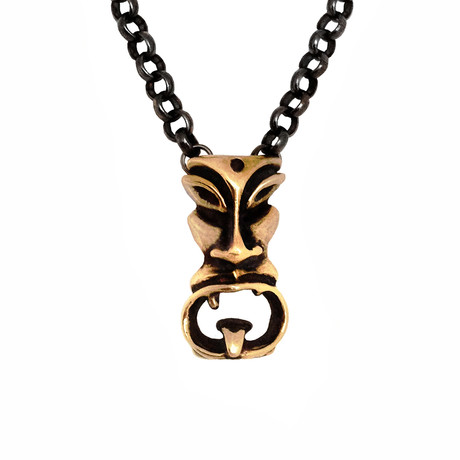Olmec Tiki Necklace // Brass (26" Chain)