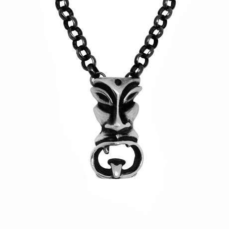 Olmec Tiki Necklace // Silver (26" Chain)