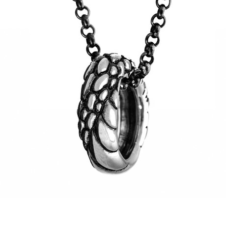 Ouroboros Ring Necklace // Silver (26" Chain)