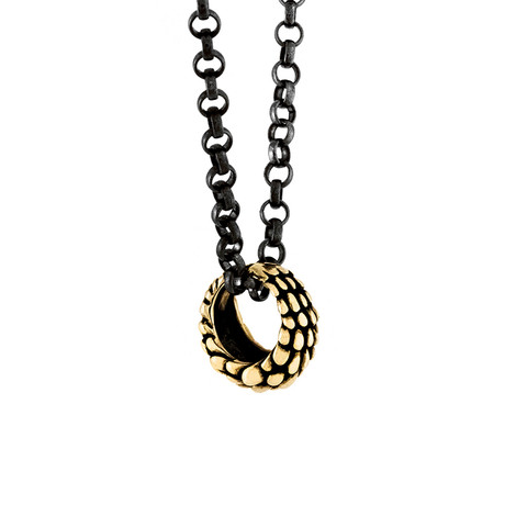 Quetzalcoatl Ring Necklace // Brass (26" Chain)