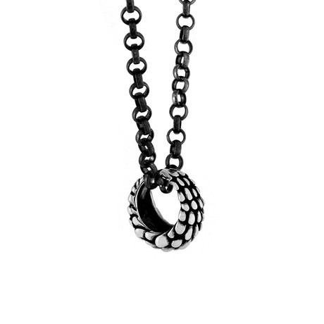 Quetzalcoatl Ring Necklace // Silver (26" Chain)