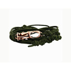 Tasman Tactical Green Leather Tiki Bracelet // Brass