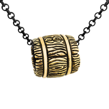 Whiskey Barrel Necklace // Brass (26" Chain)