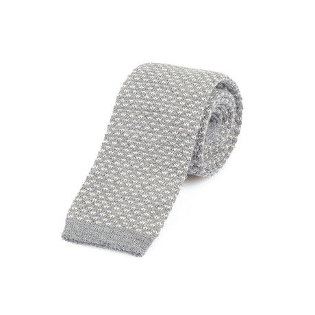 Knitted Straight Dash Tie // Grey + Cream