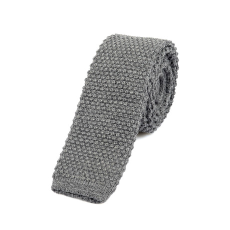 Brunello Cucinelli Textured Knit Straight Tie // Grey