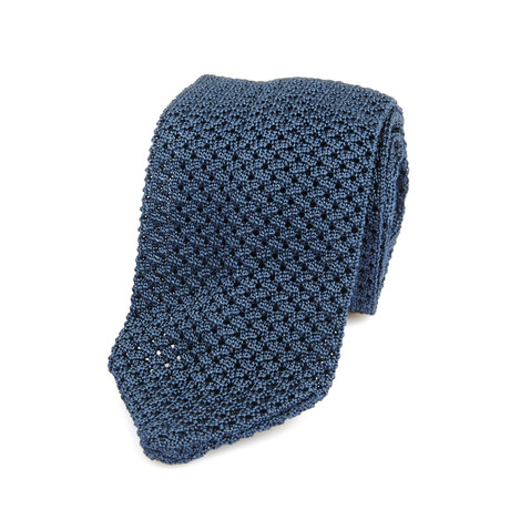 Textured Knit Pointed Straight Tie // Blue