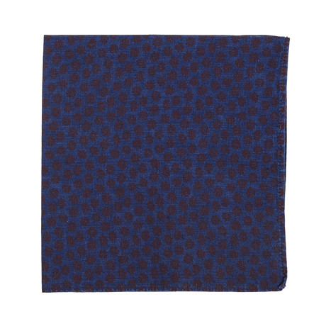 Floral Printed Chambray Pocket Square // Blue + Red