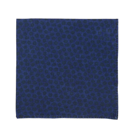 Floral Printed Chambray Pocket Square // Blue