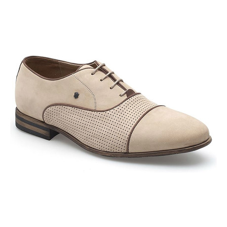 Woven Vamp Lace-Up Derby // Beige + Brown (Euro: 44)