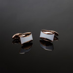 Aston Martin Squared Cufflinks // Rose Gold + White