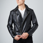 Asymmetrical Leather Jacket // Black (L)