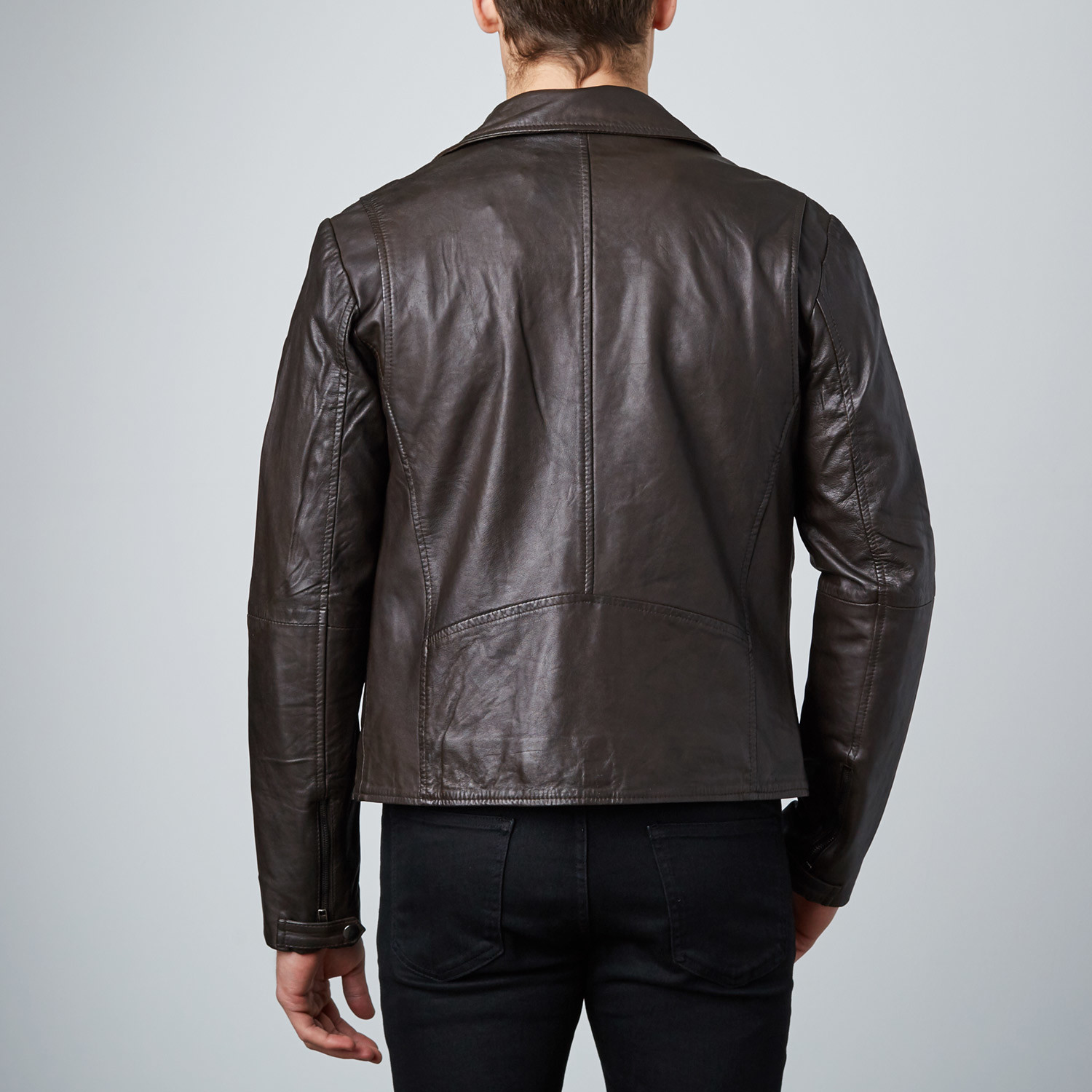 Asymmetrical Leather Jacket // Brown (S) - Barney & Taylor - Touch of ...