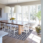 Washable Rug + Nonslip Pad // Blue + White Hexagon Fretwork