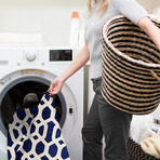 Washable Rug + Nonslip Pad // Blue + White Hexagon Fretwork