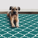 Washable Rug + Nonslip Pad // Moroccan Trellis Teal (2.5' x 7')