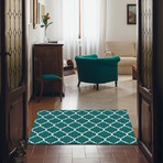 Washable Rug + Nonslip Pad // Moroccan Trellis Teal (2.5' x 7')