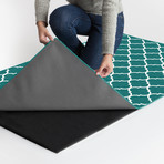 Washable Rug + Nonslip Pad // Moroccan Trellis Teal (2.5' x 7')