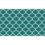 Washable Rug + Nonslip Pad // Moroccan Trellis Teal (2.5' x 7')