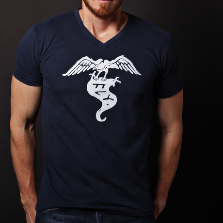 We Are All Smith // Eagle V-Neck T-Shirt // Navy Blue (S)