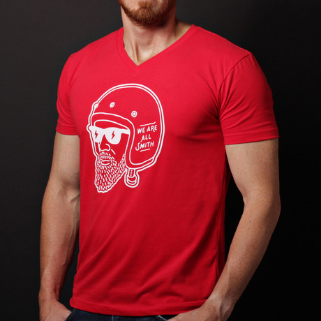 We Are All Smith // Rider V-Neck T-Shirt // Red (S)