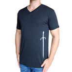 Dueling Co. // Sword V-Neck T-Shirt // Charcoal Black (XL)