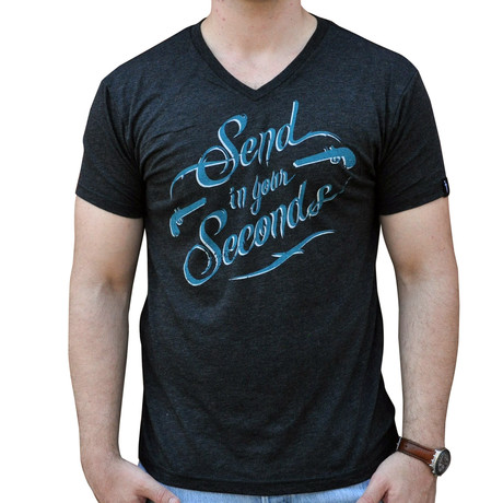 Dueling Co. // Send In Your Second V-Neck T-Shirt // Charcoal Black (S)