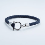 Jean Claude Jewelry // "D" Clamp Leather Bracelet // Dark Gray + Silver