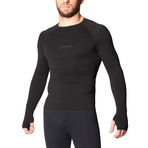 Iron-ic // Long-Sleeve Crewneck Athletic Shirt // Black (XL)