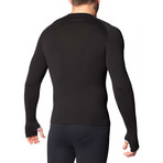 Iron-ic // Long-Sleeve Crewneck Athletic Shirt // Black (XL)
