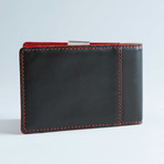 Signature Money Clip Slim Wallet // Smooth Black + Red