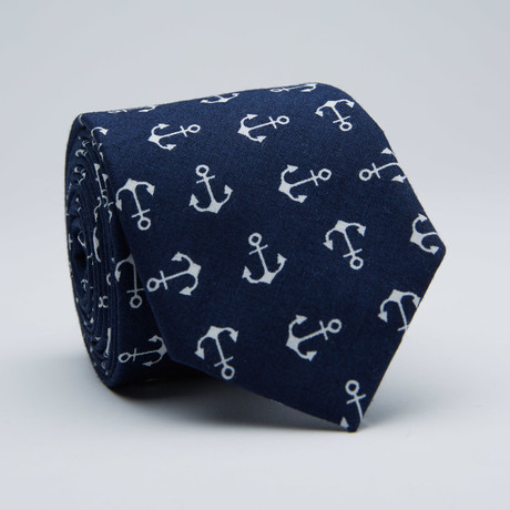 Anchor Skinny Tie // Blue + White