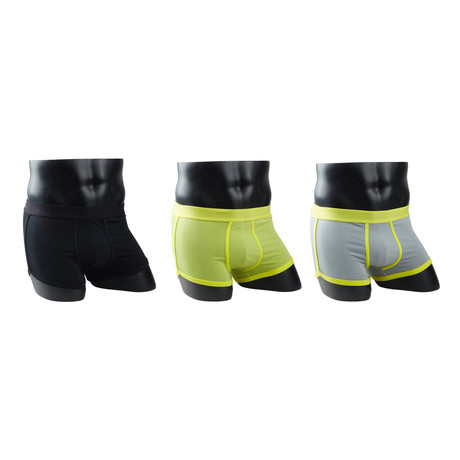 Boxer Briefs // Classic Black + Lemon Green + Lemon Grey // Pack of 3 (S)