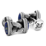 Braided Lapis Rope Cufflinks // Silver + Blue