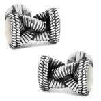 Braided Mother of Pearl Rope Cufflinks // Onyx + Lapis