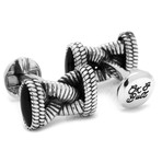 Braided Onyx Rope Cufflinks // Silver + Black