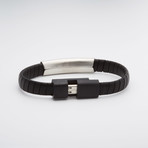 Braided Leather + Stainless Steel USB Bracelet // Black (Android)
