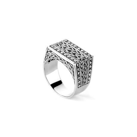 Braided Square Top Ring // Silver (Size 9)