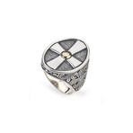 Cross Ring // Silver + Gold (Size 7)