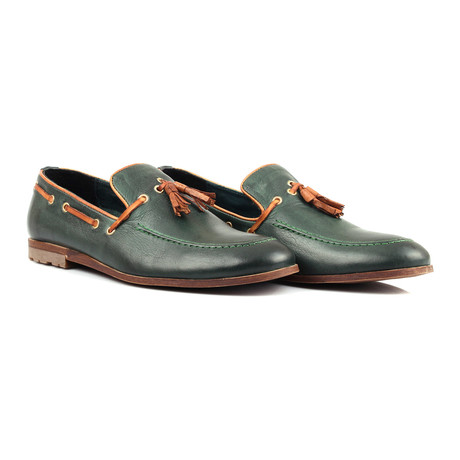 Contrast Tassel Loafer // Green (Euro: 40)