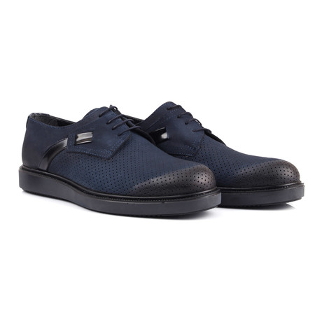 Perforated Platform Derby // Navy (Euro: 40)