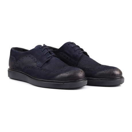 Perforated Wingtip Platform Derby // Navy (Euro: 40)