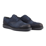Perforated Captoe Platform Derby // Navy (Euro: 41)